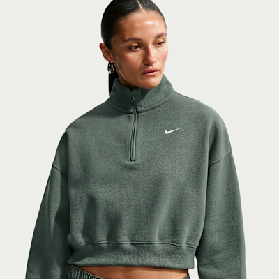 Nike Studio Fleece Medium Weight Women's Oversized 1/4-Zip Cropped